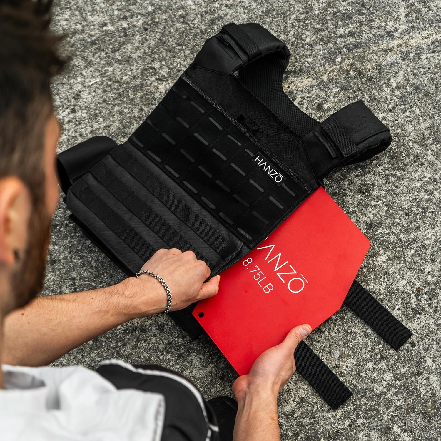 HANZO Weighted Vest Plates – 17.5 lbs, 29 lbs, or 39.5 lbs Pair – Powder-Coated Steel Plates for Weighted Vests – Durable Resistance Weights for Rucking, Strength Training, and Fitness Workouts