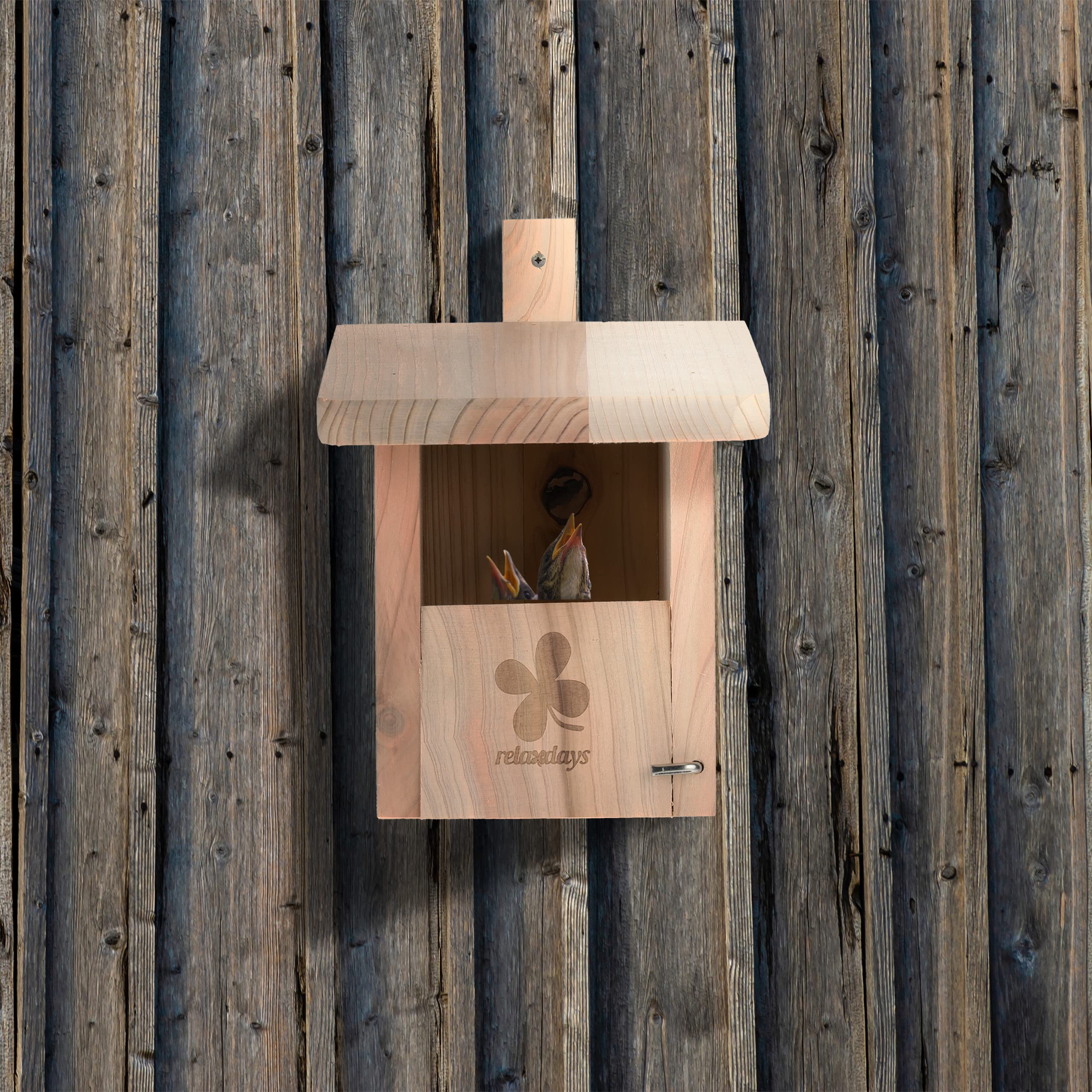 Relaxdays Nichoir d'extérieur pour Oiseaux Semi-cavernicoles, Fente d'envol HL 65x96 cm, Sapin, Jardin, terrasse, Nature