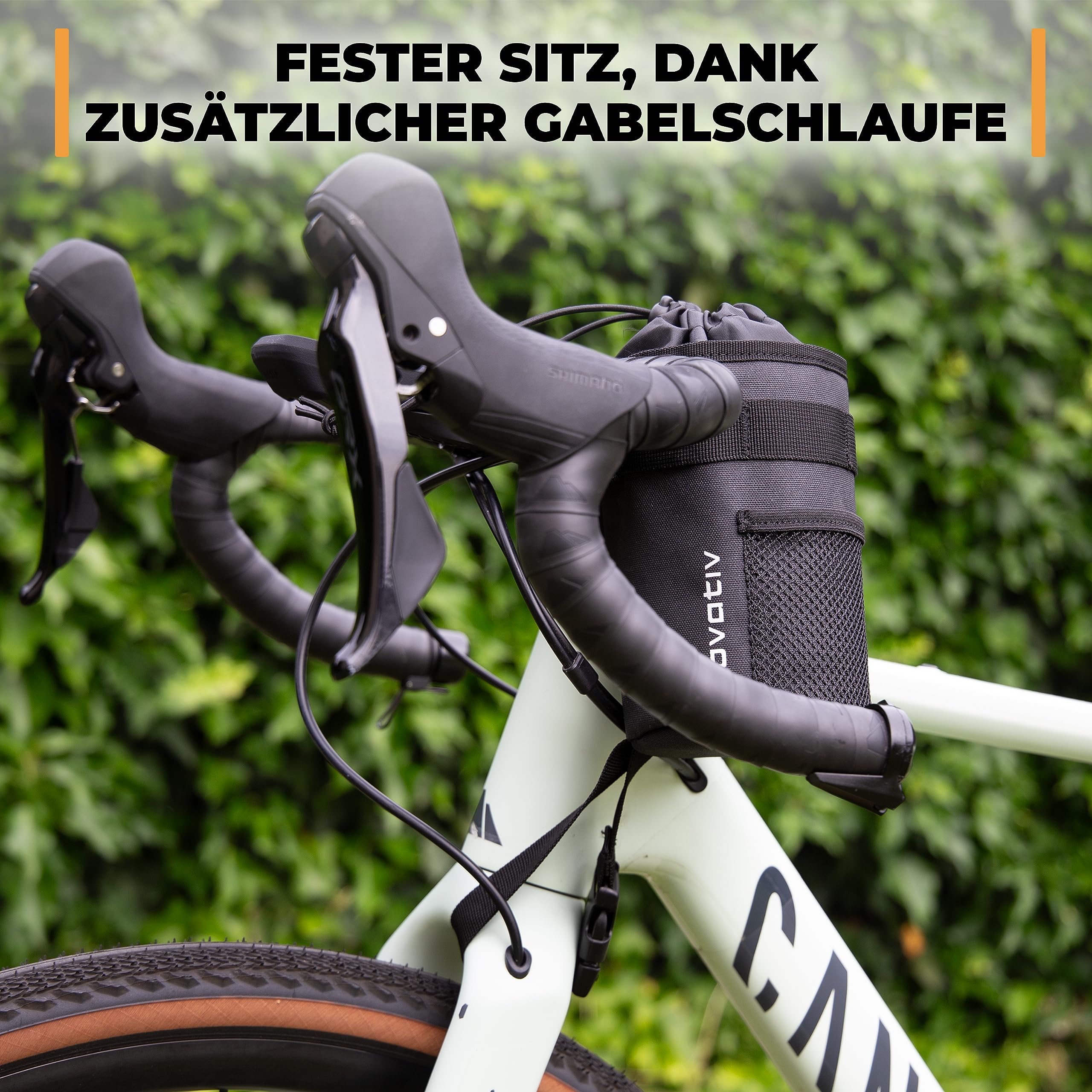 Rovativ® Bikepacking Snack-Pack [1,4 Liter] Food-Pouch - Lenkertasche mit extra Außenfach - für Gravelbike, Rennrad und MTB