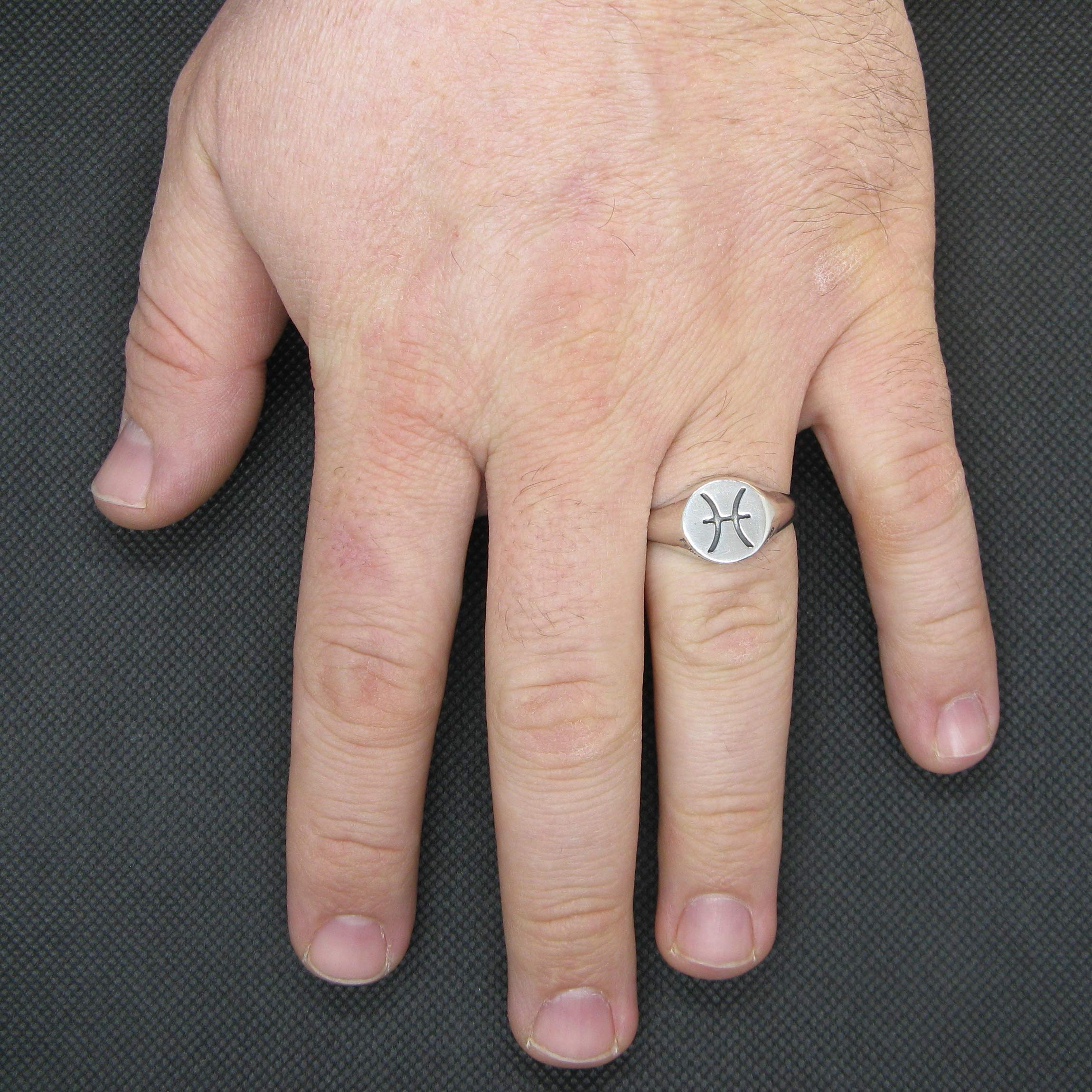 Bague en Argent Massif Poinçonner 925 Signe du Zodiaque Poissons R002128