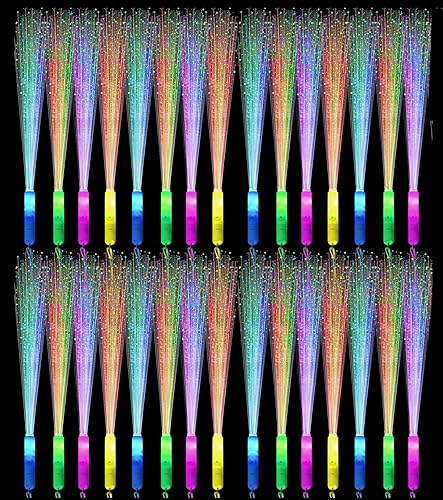 Paquete de 30 varitas LED de fibra óptica, barras luminosas a granel con 3 modelos intermitentes para Navidad, día de San Valentín, conciertos y