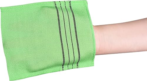 Miniatura 2 de Guantes de toalla exfoliantes coreanos, toalla coreana de ducha y baño (6.29 x 5.3 pulgadas, verde) fabricados en Corea (verde, 30 unidades)