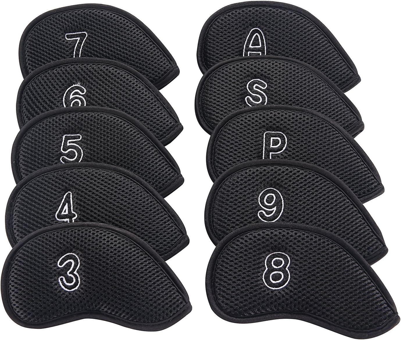Meshy Golf Iron Head Covers Set, 10Pcs/Pack | Iron Head Covers, With Numbers, Soft, Thick, Breathable, Fit Right Hand, Fit Most Irons, Multiple Colors for Option