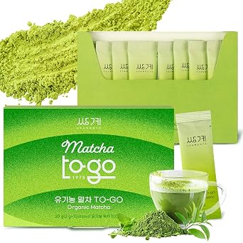 Ssanggye Matcha TO-GO | 2g x 10 Stick total 0.7oz | Ceremonial Grade Korean Matcha Powder from Jeju Island | Single Serve Sachets for On-The-Go | Green Tea Latte Cold Hot Daily Drink Individual Tea Packets
