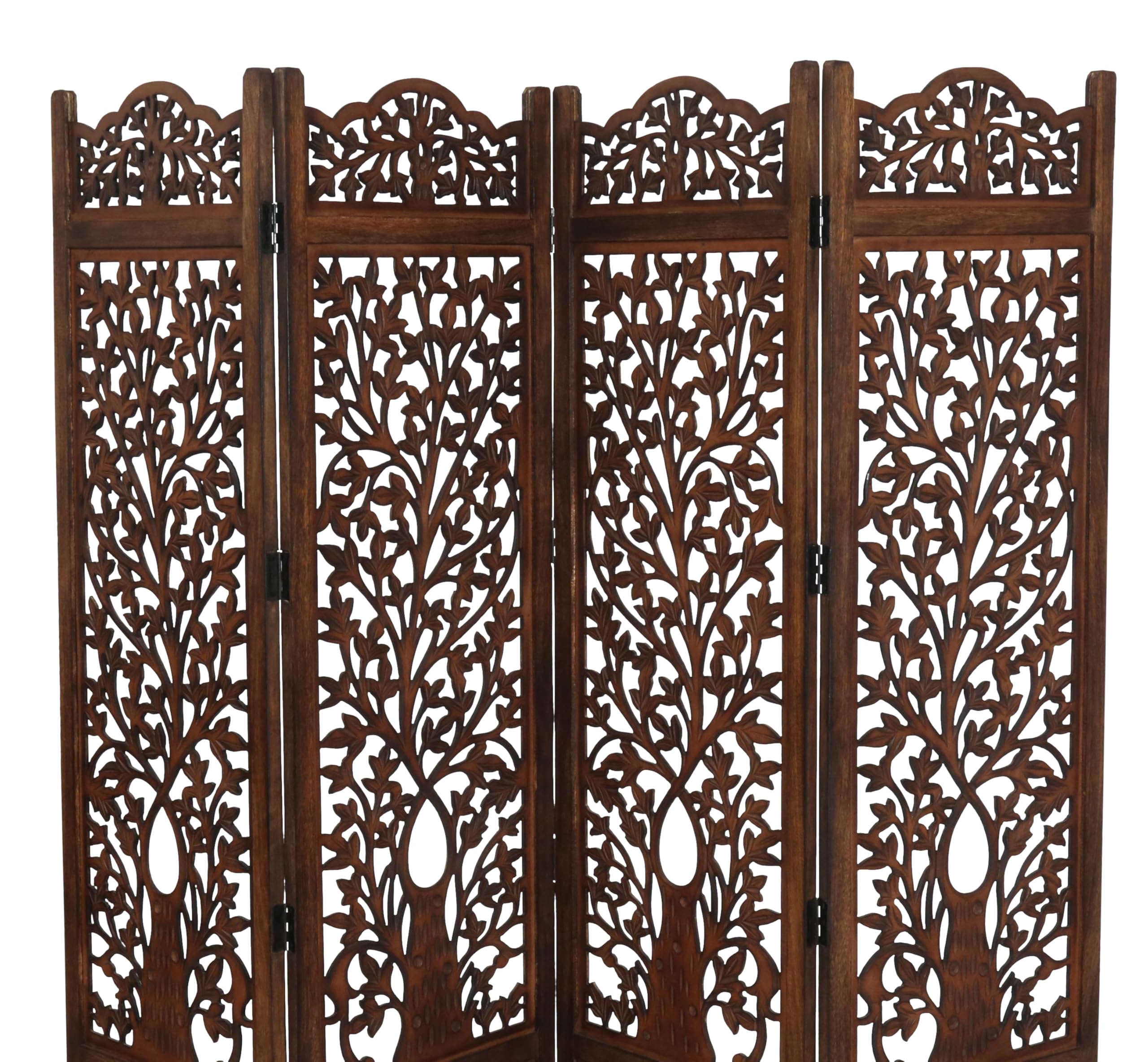 How to Choose a Room Divider: A Buyer Guide (2026) 2 TheWoodenTown Room Divider Wood Screen - Tree Design Antique Brown - 4 Panel Fol - product photo