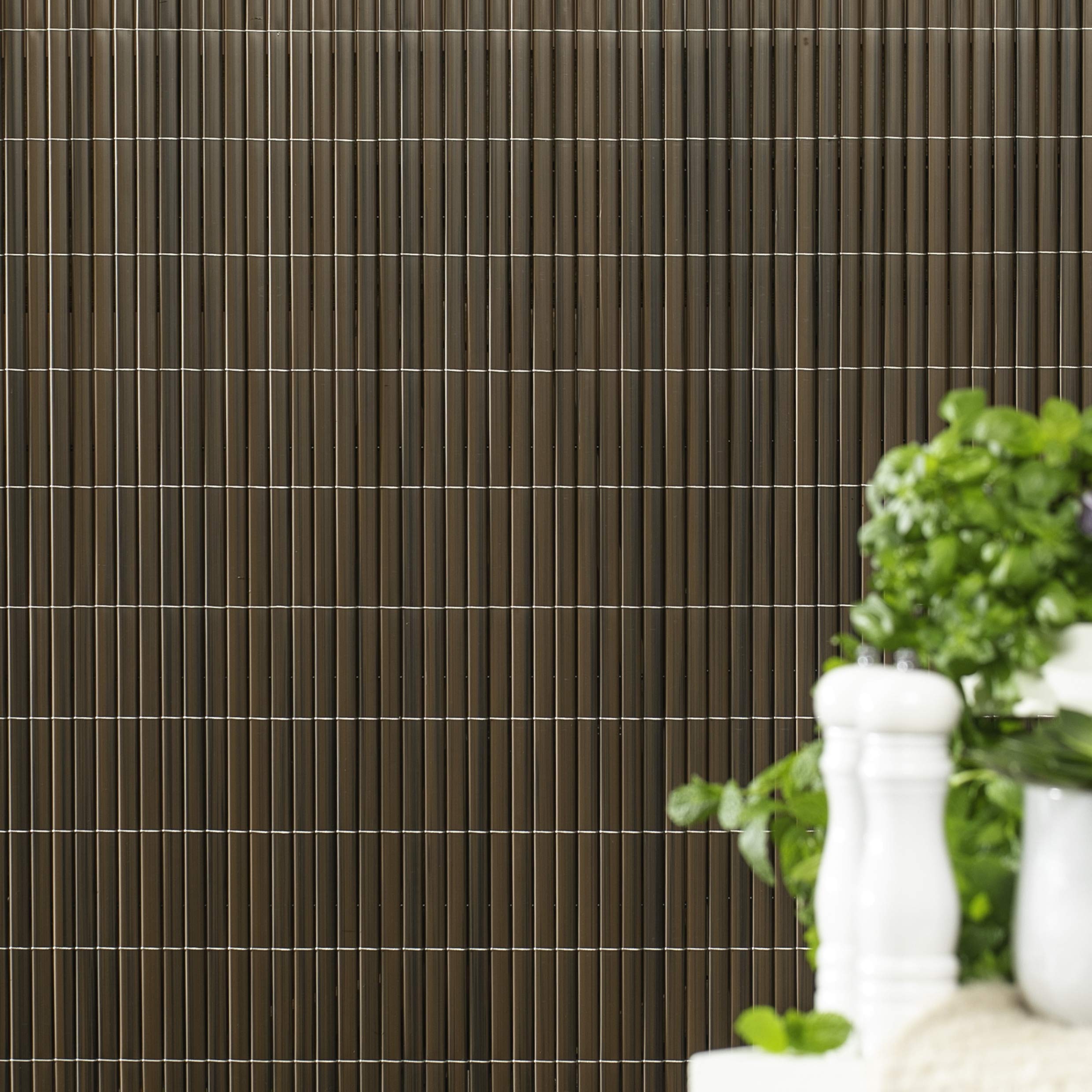 Windhager Presidio 06788 - Tappetino frangivista in plastica Effetto bambù, per Giardino e Balcone, in Noce, 90 x 300 cm