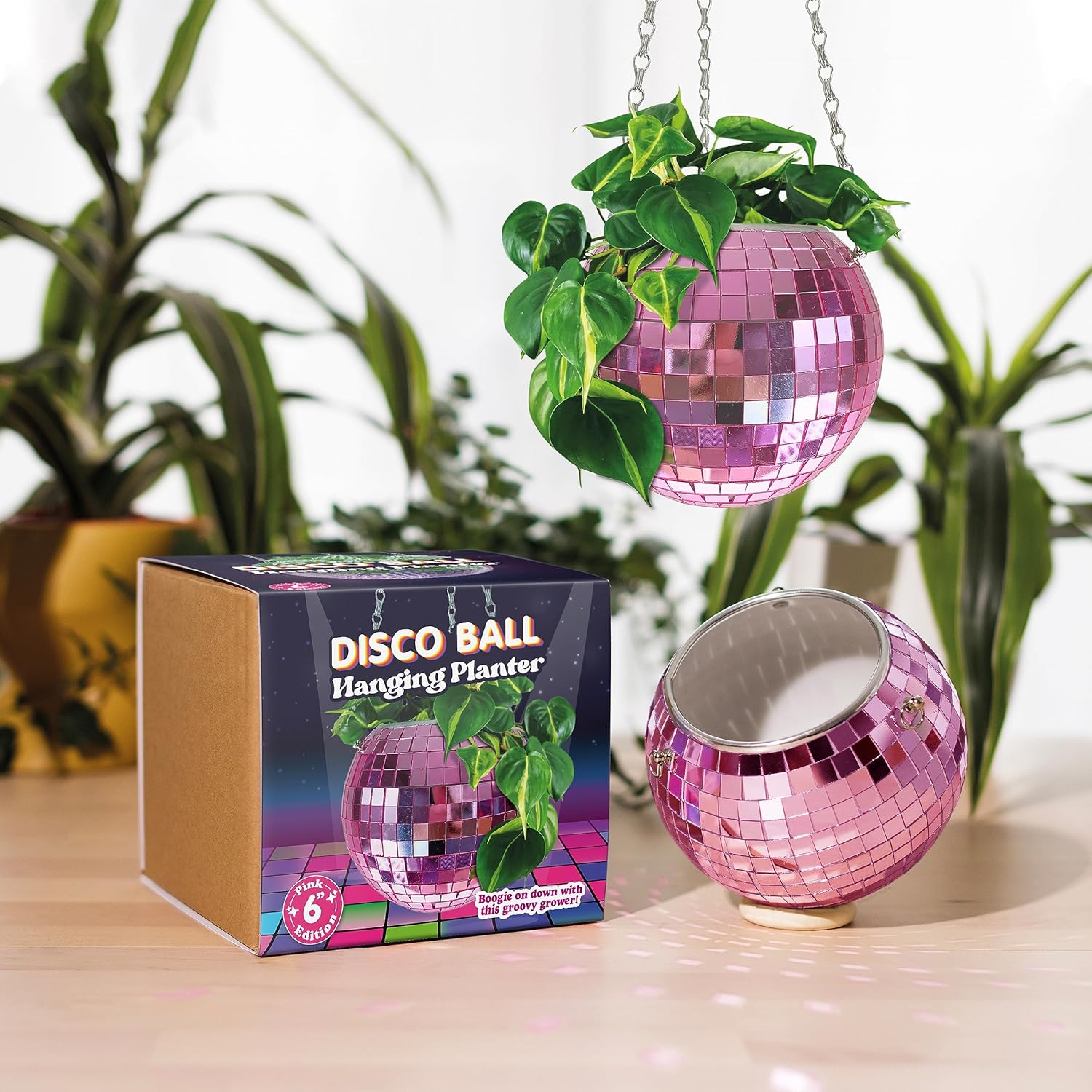 Bubblegum Stuff - Pink Disco Ball - Hanging Planter - 6 inches - Fun Plant Pot for Indoor Plants and Colours - Great Gift for Plant Lovers!
