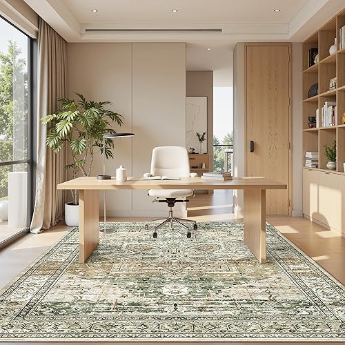 Miniatura 99 de Alfombras de Área de 9x12 para Sala de Estar, Alfombras Vintage Antideslizantes Lavables a Máquina, Alfombra Grande Ligera de Pelo Bajo para