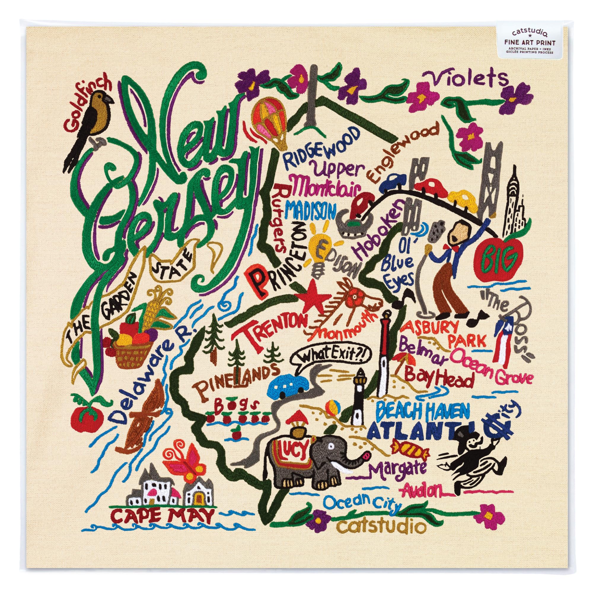 catstudio New Jersey Fine Art Print - 8x8 | Geography Inspired Gallery Wall Art