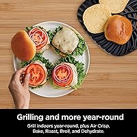 Vista 4 de Ninja EG201 Foodi - Parrilla de interior 6 en 1 con freidora de aire, asar, hornear, asar y deshidratar, 2 generación, apta para lavavajillas