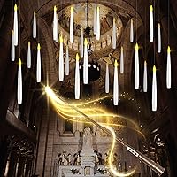 Vista 10 de Velas flotantes con varita, paquete de 20 con 2 varitas, velas mágicas colgantes de Halloween, velas flotantes sin llama operadas a batería