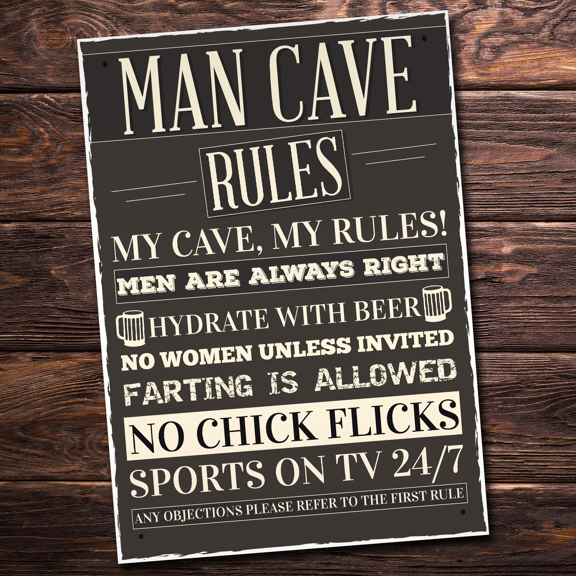 Red Ocean Man Cave Rules Hanging Sign Funny Father's Day Gift Man Cave Shed Sign Grandad Present