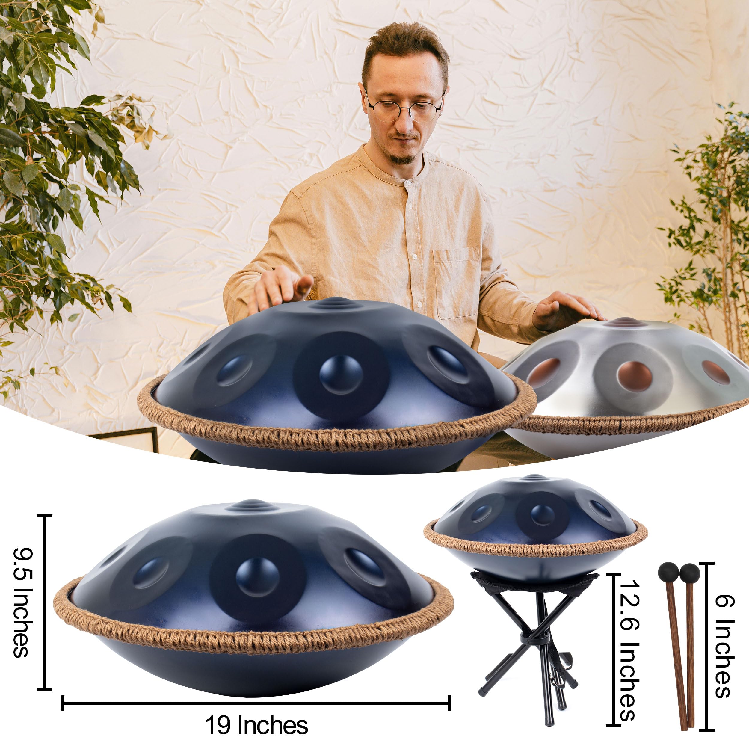 Amazon.com: Amkoskr Handpan 19 inch D Minor Kurd Handpan 10 Notes