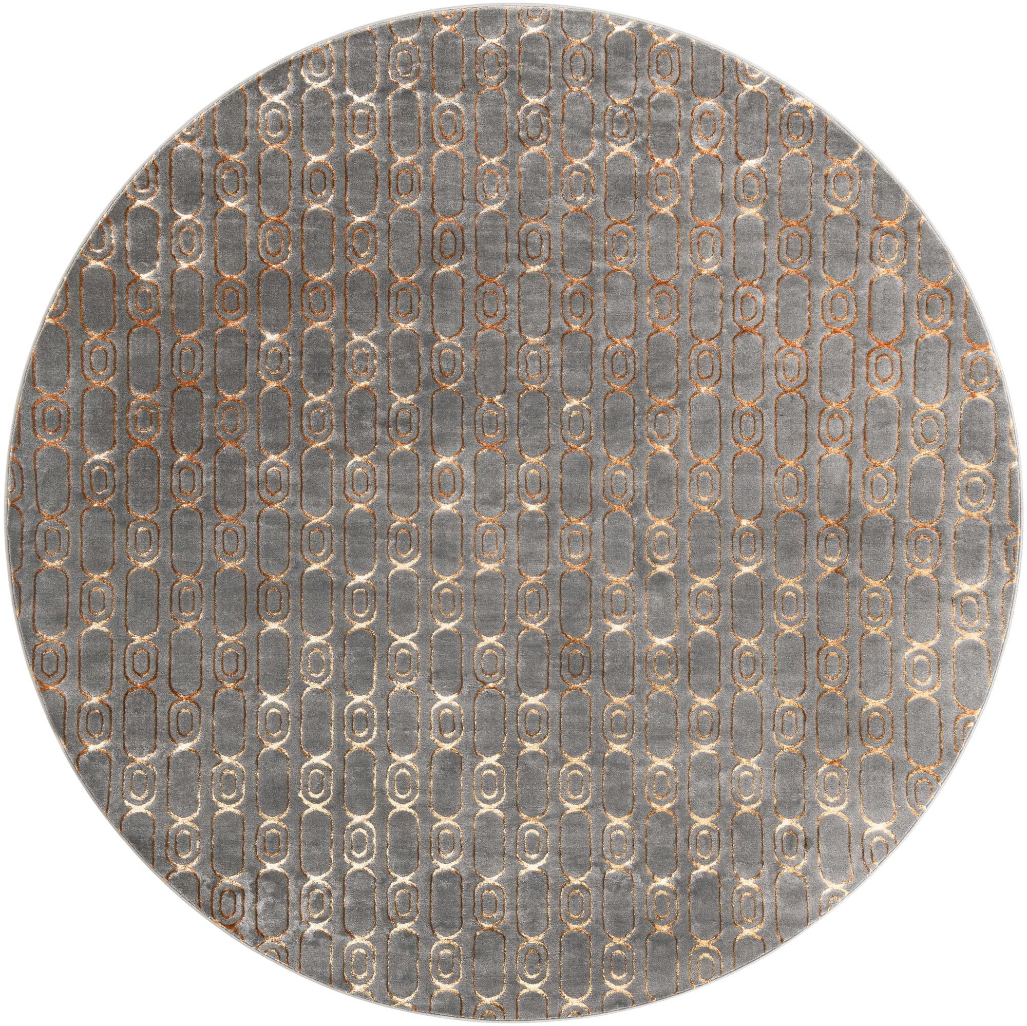 Rugs.com Vogue Geo Collection Rug – 10 Ft Round Gray Medium-Pile Rug Perfect for Kitchens, Dining Rooms
