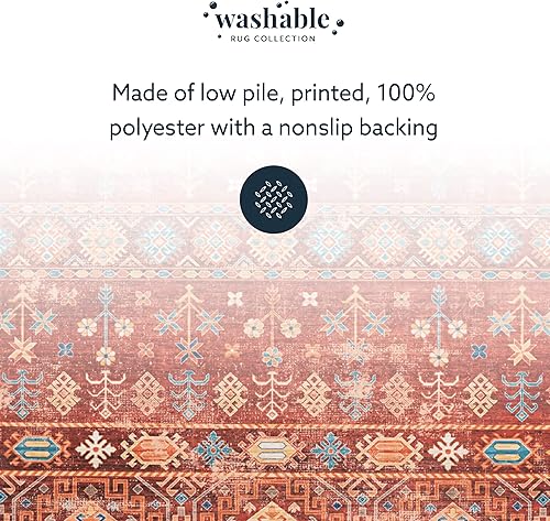 Miniatura 18 de Linon Home Decor Products The Anywhere - Alfombra lavable Joelle rojo y marfil, 5 x 7 pies