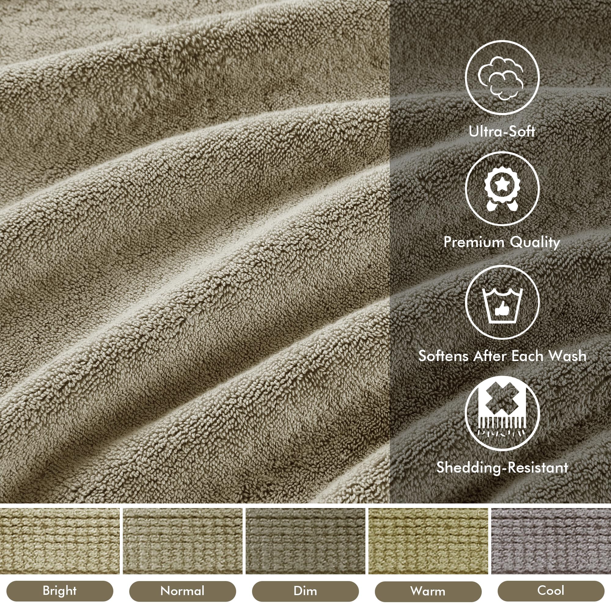 Madison Park Lot de 8 Serviettes de Bain 800 g/m² 100% Coton, qualité Spa, luxueuses, très absorbantes, 2 Serviettes de Bain, 2 essuie-Mains, 4 débarbouillettes, séchage Rapide, Beige