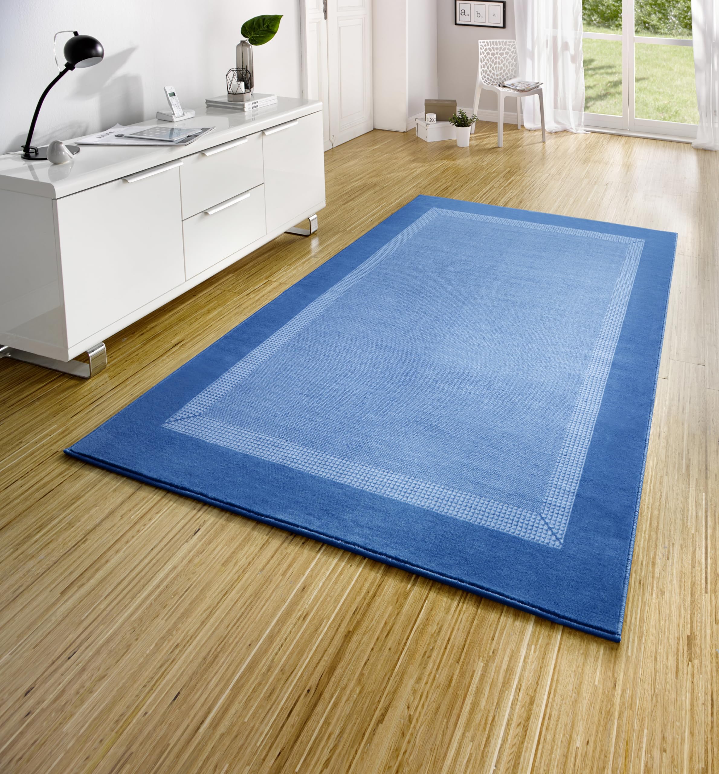 Alfombra de pasillo azul de 120x170 cm de pelo corto para decoración del hogar
