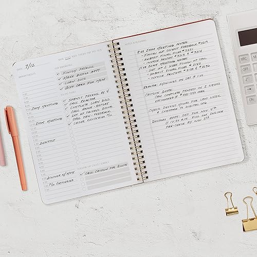 Miniatura 7 de Hermoso planificador diario y cuaderno con horario por hora, bloc de notas estético en espiral para organizar fácilmente tus tareas y citas,