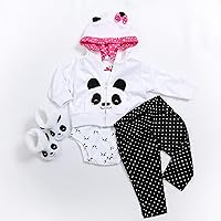 Vista 5 de Ropa de muñeca Reborn de 22 pulgadas para muñeca Reborn de 20-23 pulgadas, accesorios de atuendo de panda, 4 piezas, ropa a juego de bebé Reborn