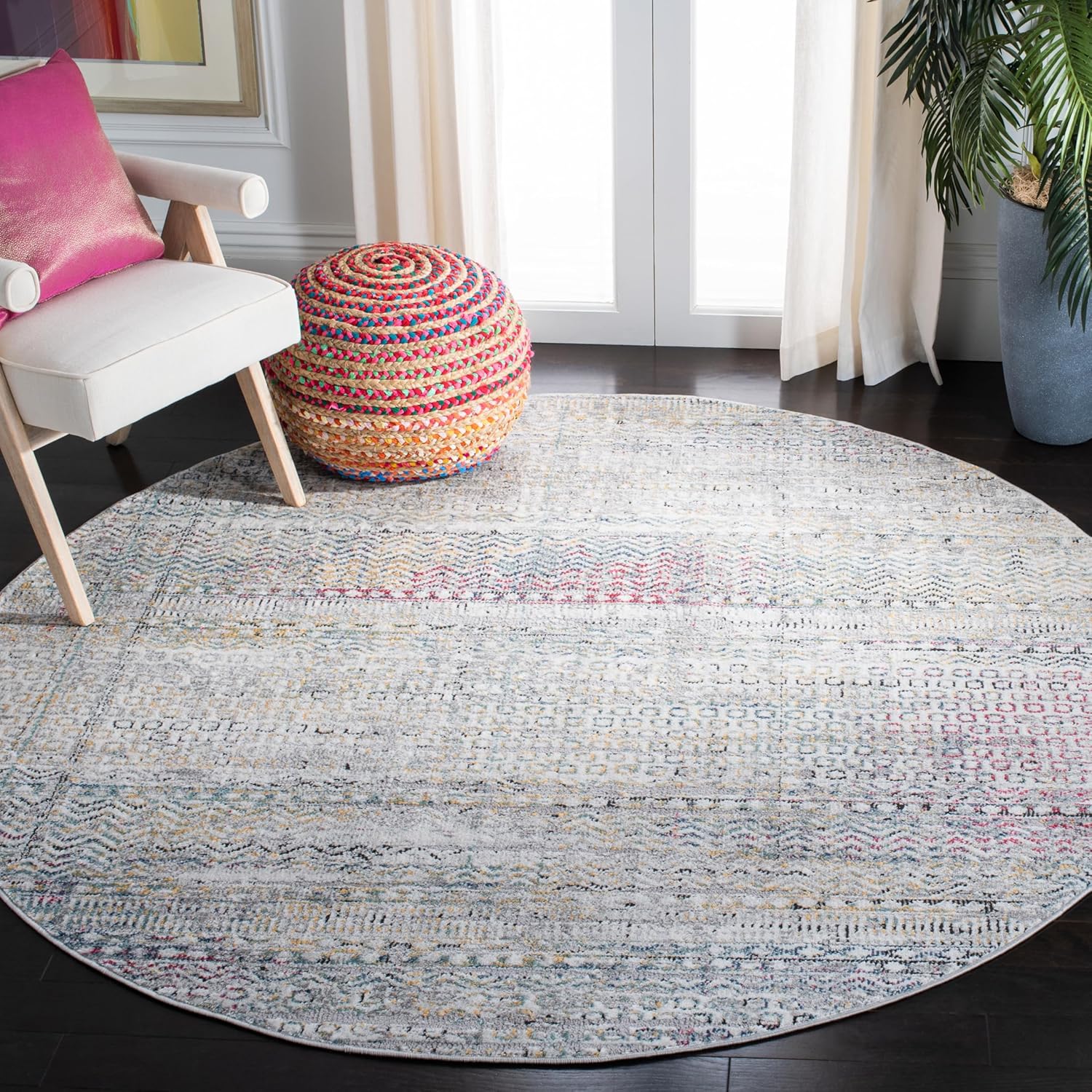 SAFAVIEH Porcello Collection Runner Rug - 2'2" x 9', Ivory & Grey, Boho Abstract Distressed Design, Non-Shedding & Easy Care, Ideal for High Traffic Areas in Living Room, Bedroom (PRL994A)