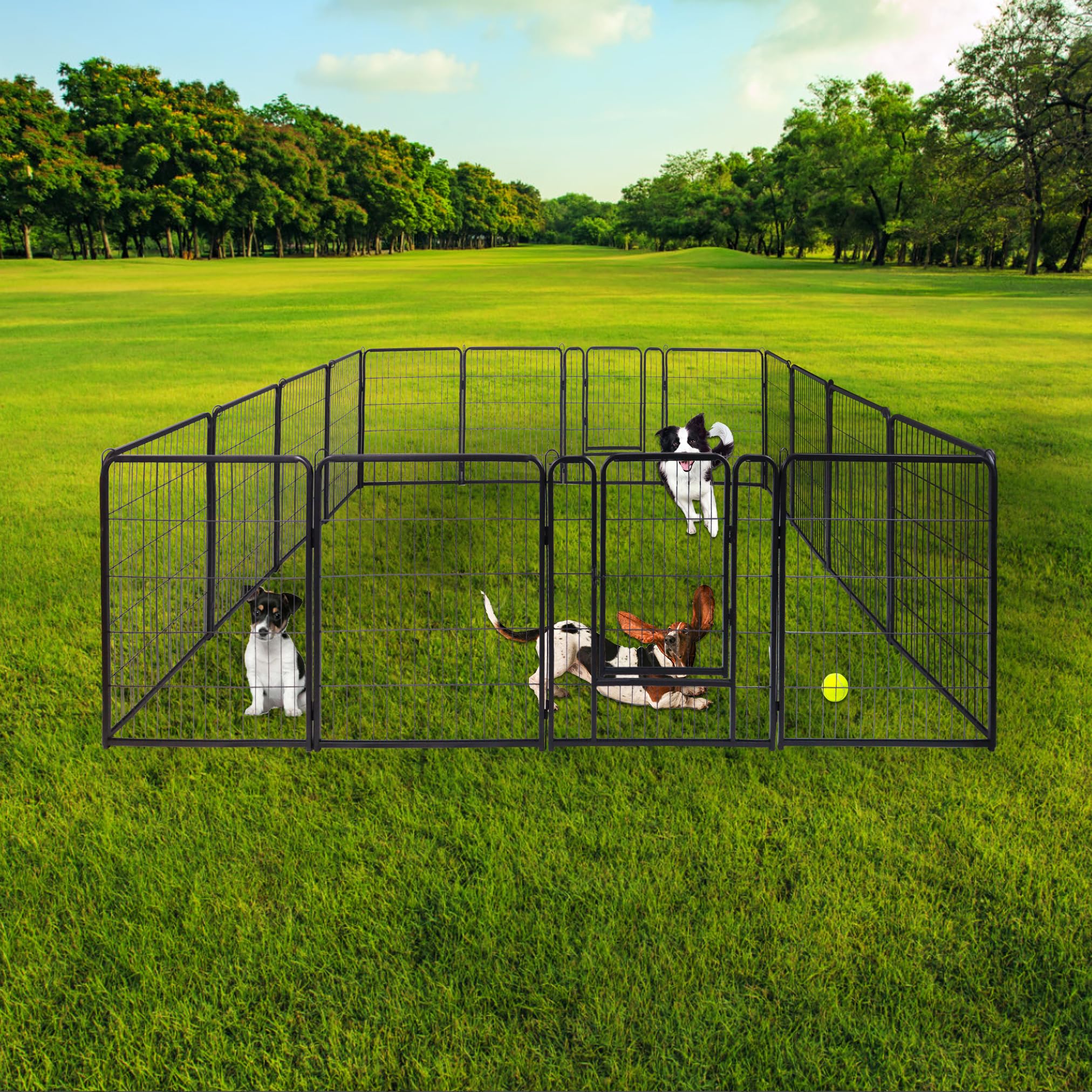 UISEBRT Parque para cachorros con puerta, flexible, plegable, para perros, gatos, cachorros, conejos (65 x 80 cm, 16 unidades)