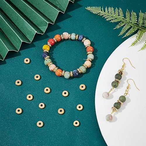 Miniatura 4 de UNICRAFTALE 50 cuentas espaciadoras de acero inoxidable con forma de dona dorada de 0.315 in, cuentas sueltas de disco Rondelle, collar y pulsera de