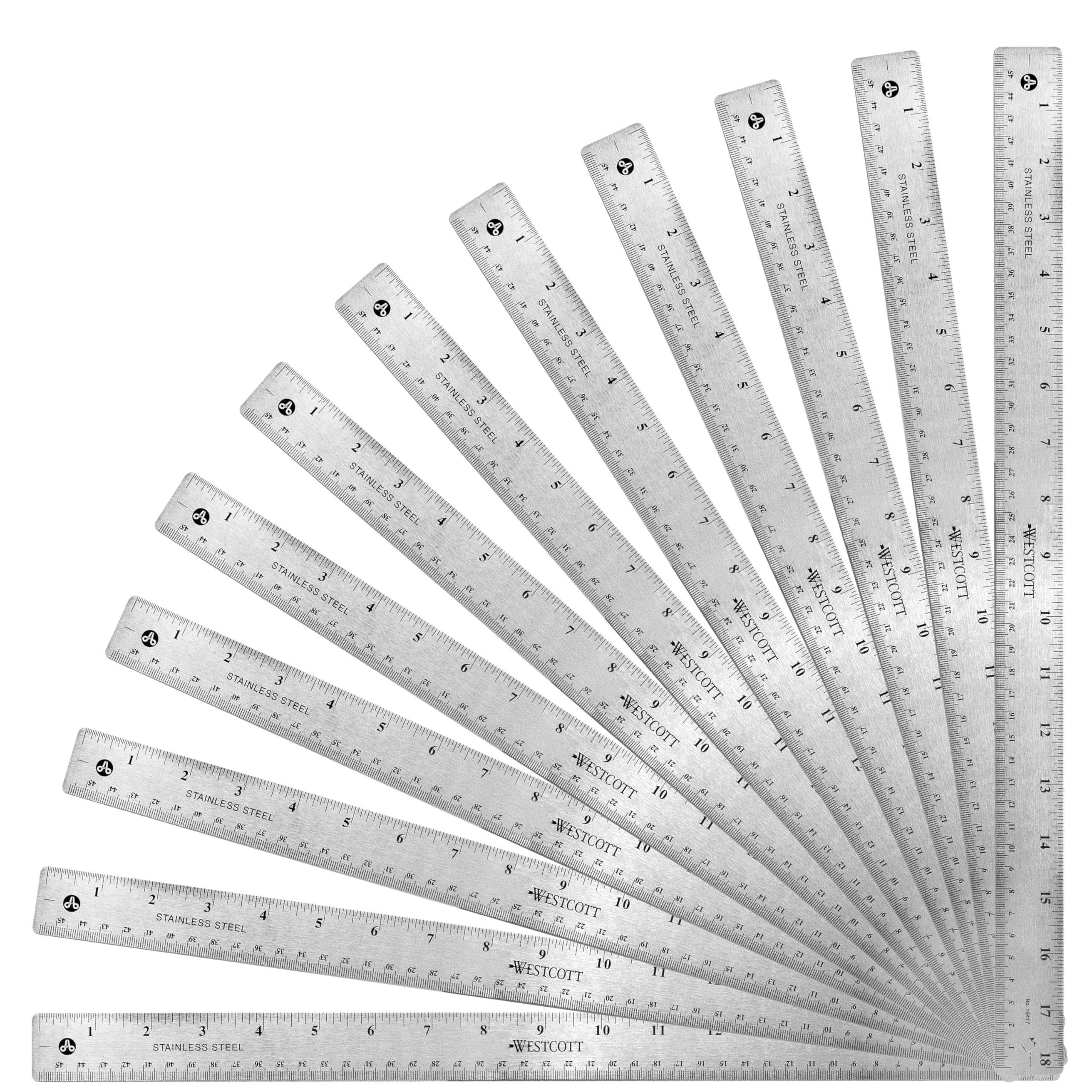 Westcott acciaio inossidabile righelli – 45,7 cm lunghezza 2,5 cm larghezza – 1/16, 1/32 Graduations (10417BX)