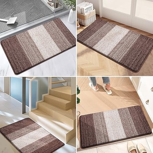 Miniatura 6 de Kitinjoy Tapete para puerta de interior y exterior, 32 x 20 pulgadas, antideslizante, absorbente, atrapador de suciedad, de perfil bajo, lavable,