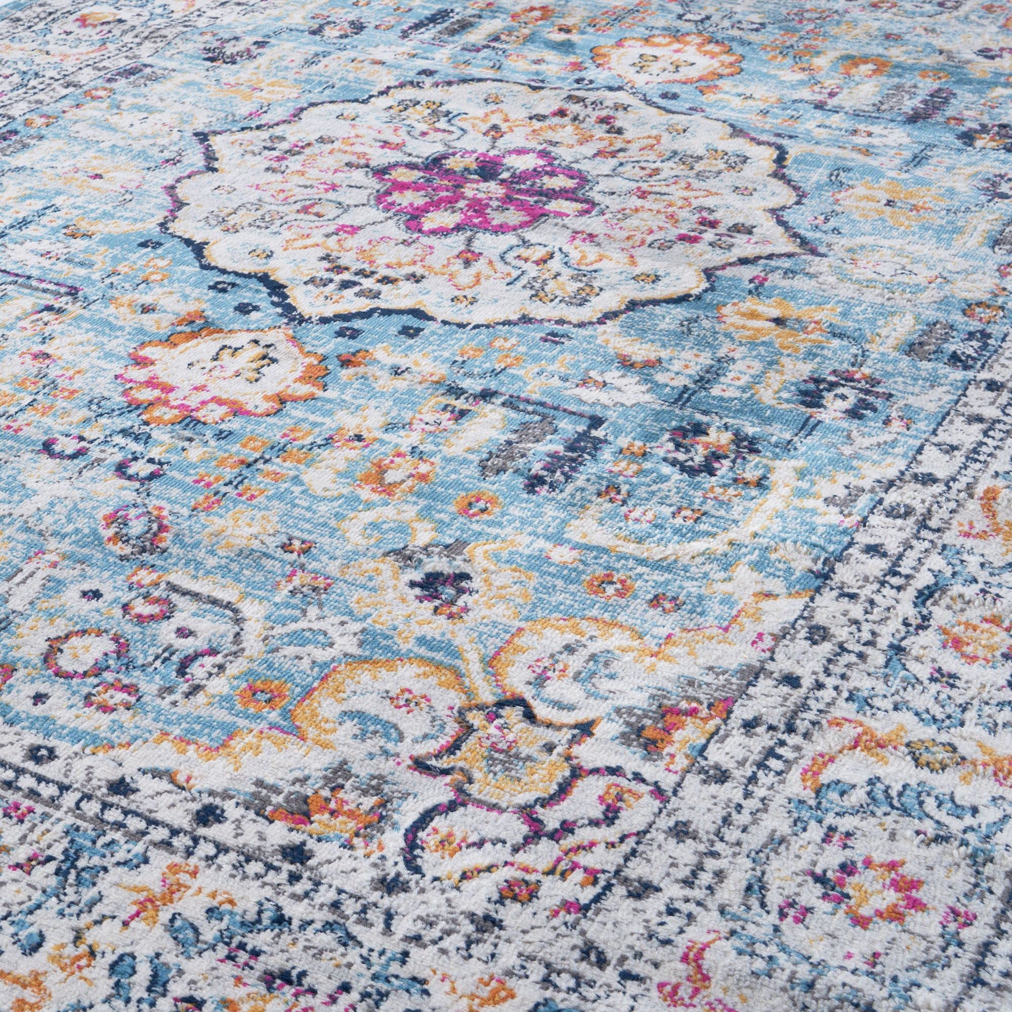 THE RUGS Multicoloured Medallion Oriental Rug for Living Room Bedroom, Small 80x150 cm, Vintage Design - Image 3