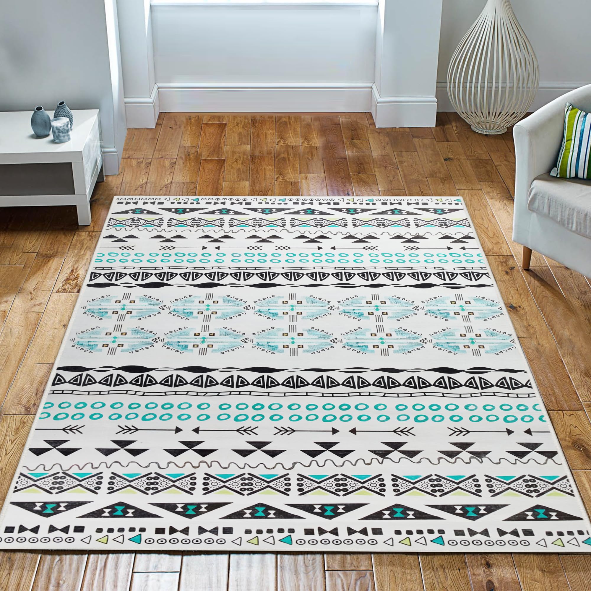 Imperial Rooms Area Rugs Living Room - Classic Rugs for Bedroom 60x110 Cm Geometric Style Non Shedding Modern Kitchen Carpet Super Soft Traditional Rug Easy to Clean (Zuri) — image 1