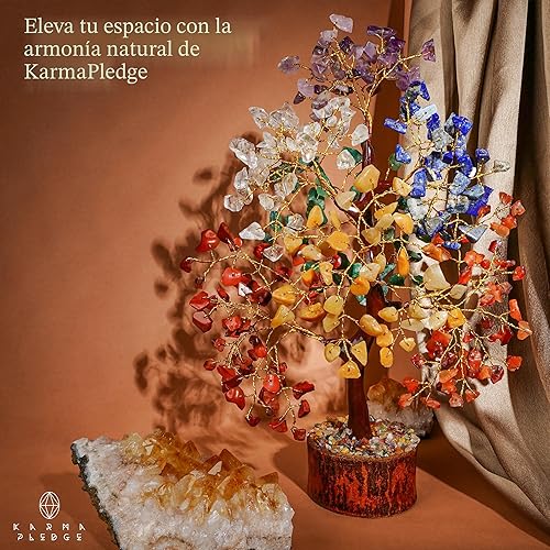 Miniatura 4 de Árbol de la vida de cristal curativo de 7 chakras, decoración del hogar y la oficina, árboles bonsái de dinero Feng Shui para energía positiva,