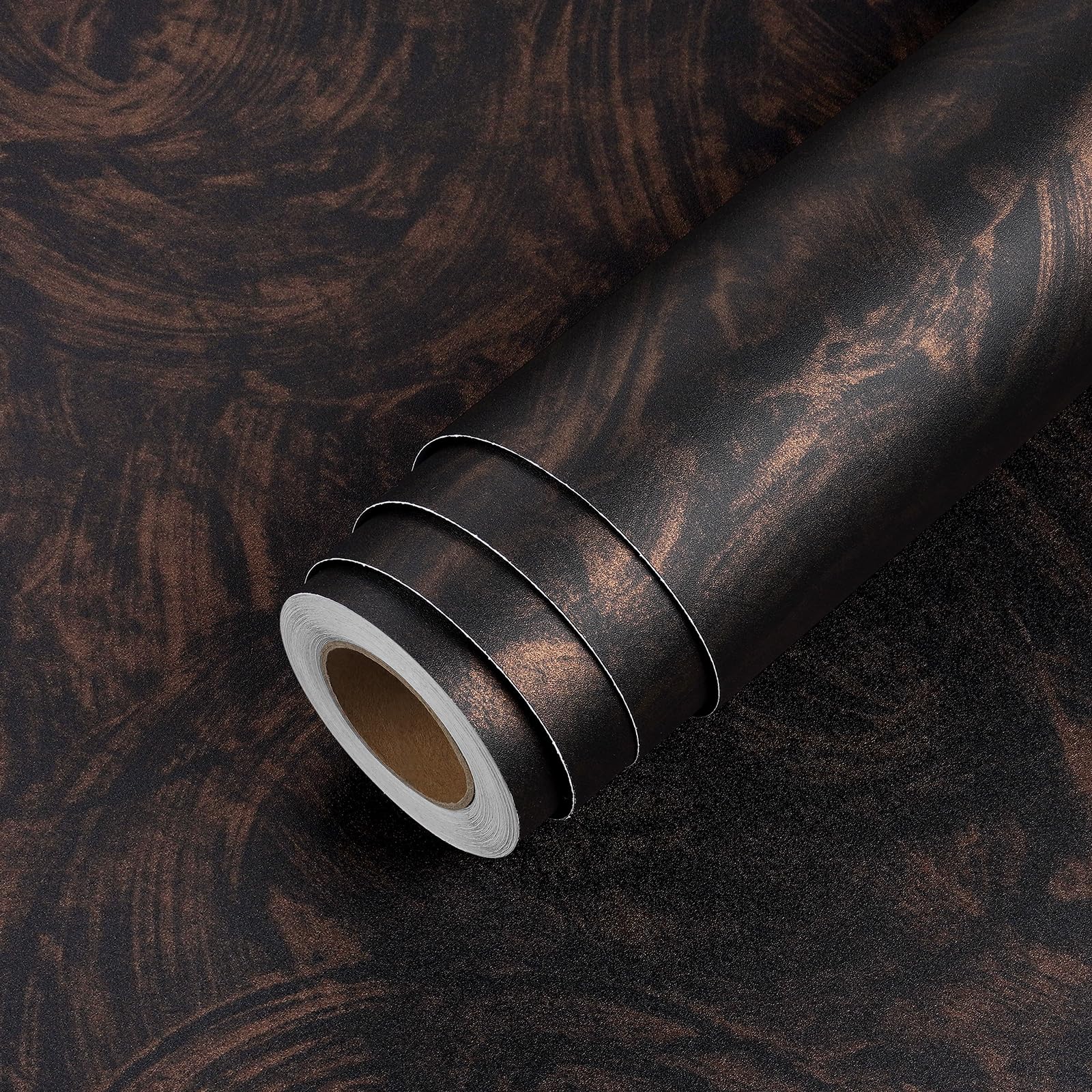 LACHEERYStained Black Concrete Wallpaper Peel and Stick Dark Black and Bronze Wallpaper for Bathroom Waterproof Removable Self Adhesive Cement Contact Paper for Walls Countertops Cabinets 15.8"x80"