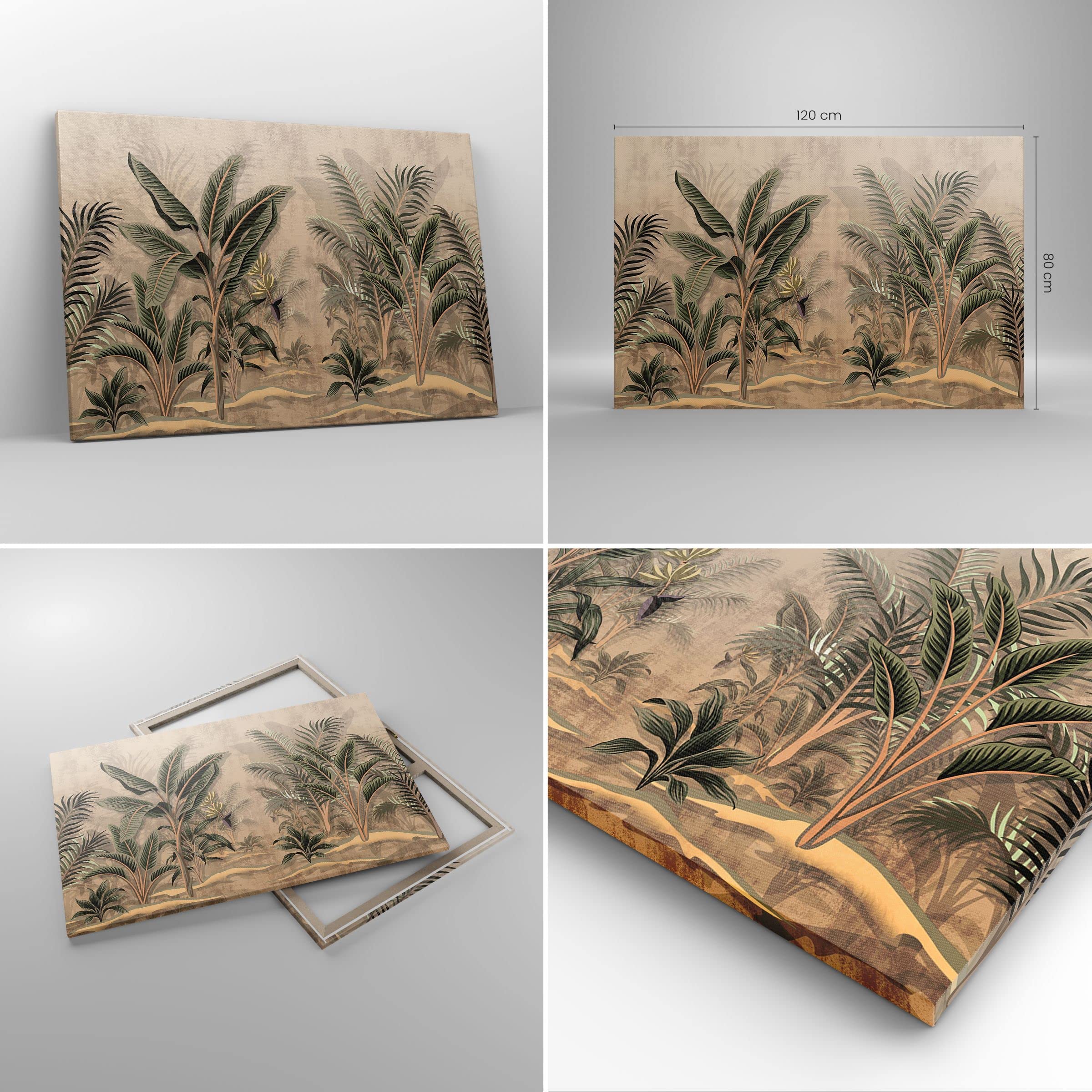 Tableau Sur Toile ARTTOR Forêt Feuilles Arbre Moderne – 120x80cm Décoration Murale Botanique