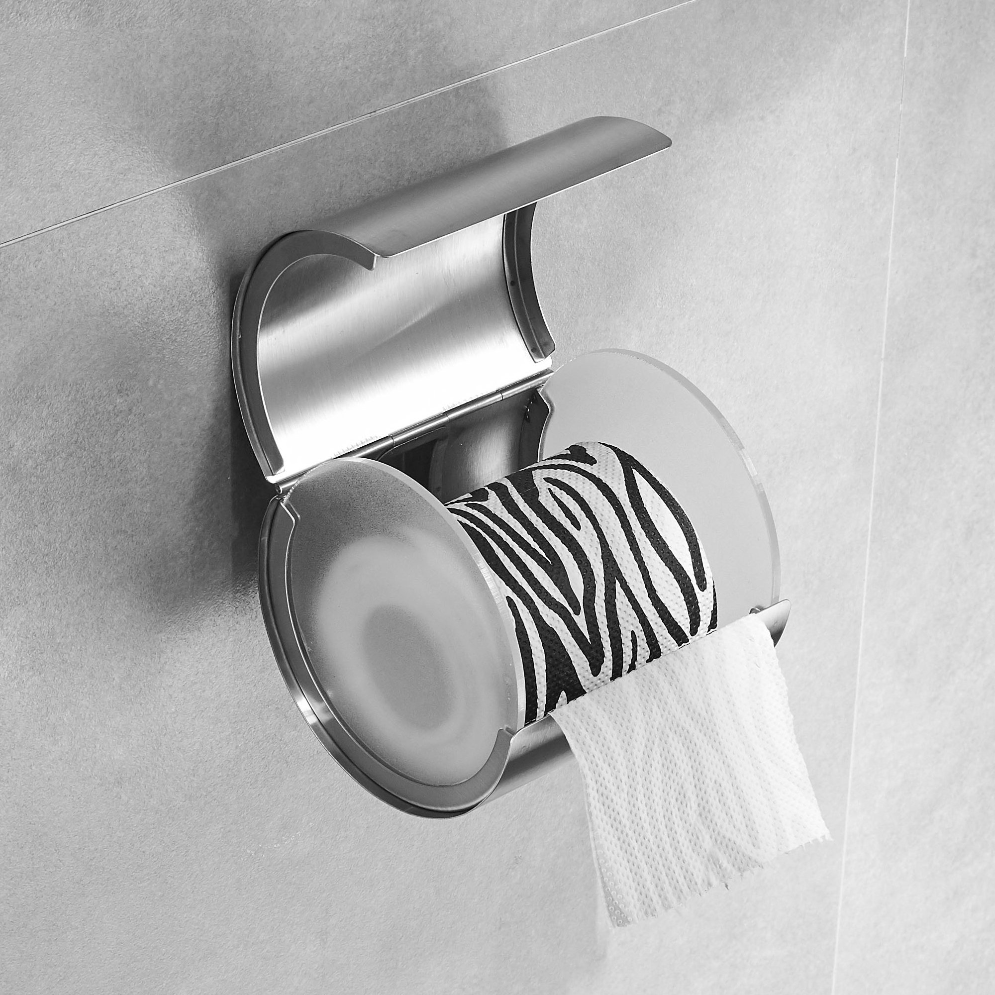 Image secondaire de Support Moderne en Acier Inoxydable pour Papier Toilette Ronde - Nickel Brossé