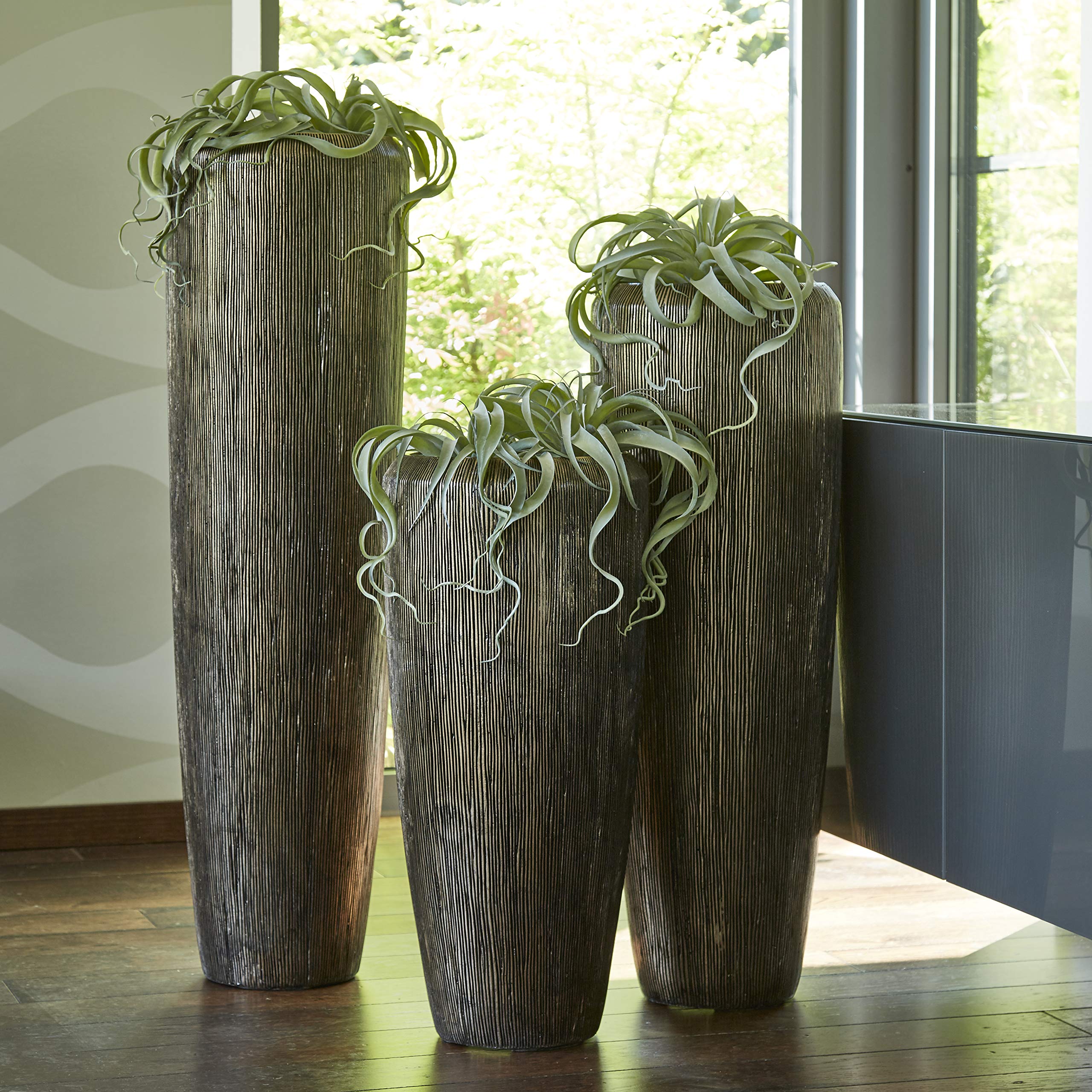 Jardinière en fibre de verre Klocke de 75cm bronze avec insert intérieur