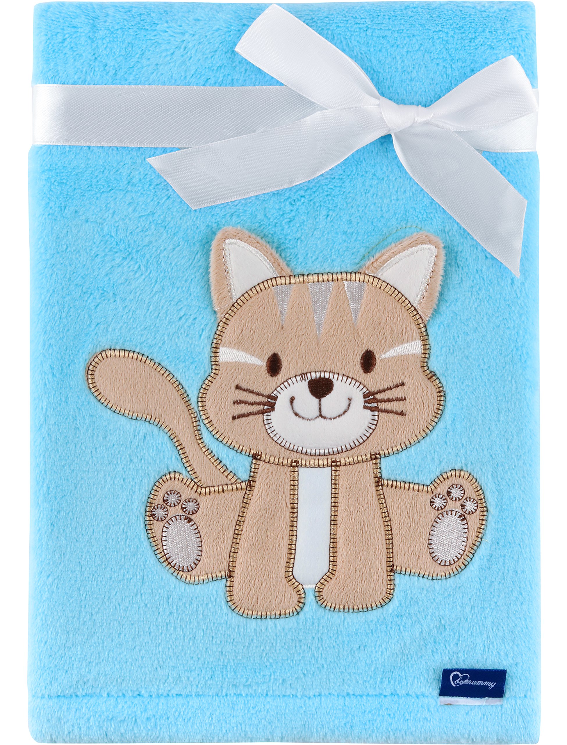 Be Mammy Warme Kuscheldecke Babydecke Blanket Baby Geschenk BE20-168 (Blau - Katze)