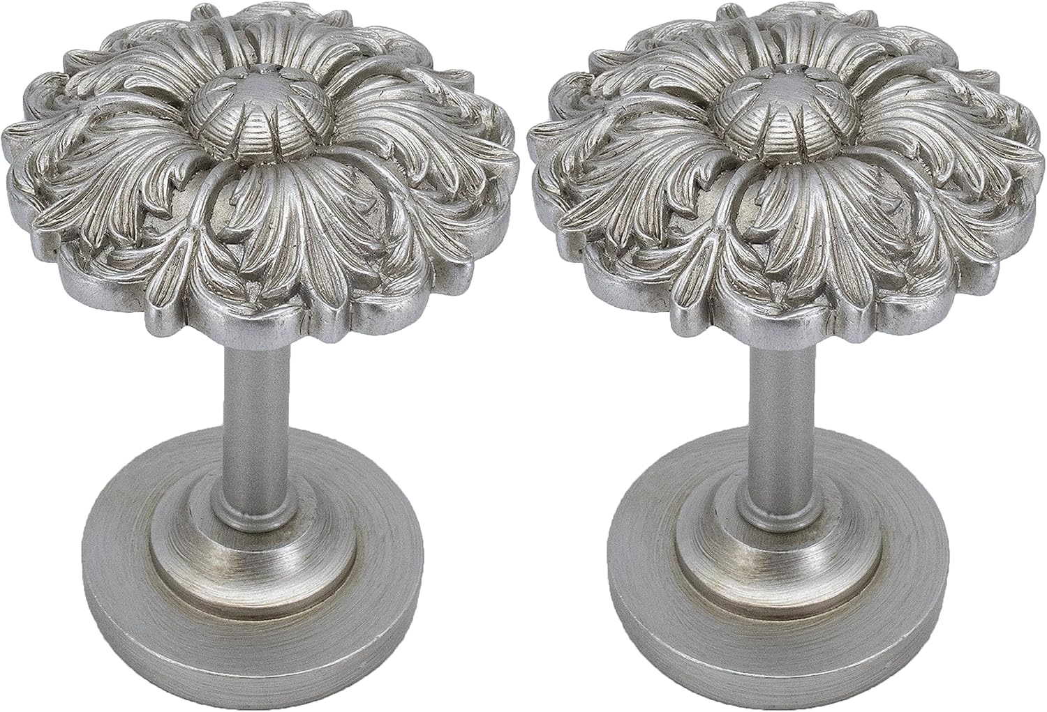MERIVILLE Set of 2 Fleur Window Drapery Medallion Holdbacks, Curtain Tiebacks, Wall Hook, Tassel Holder, Pewter : Home & Kitchen