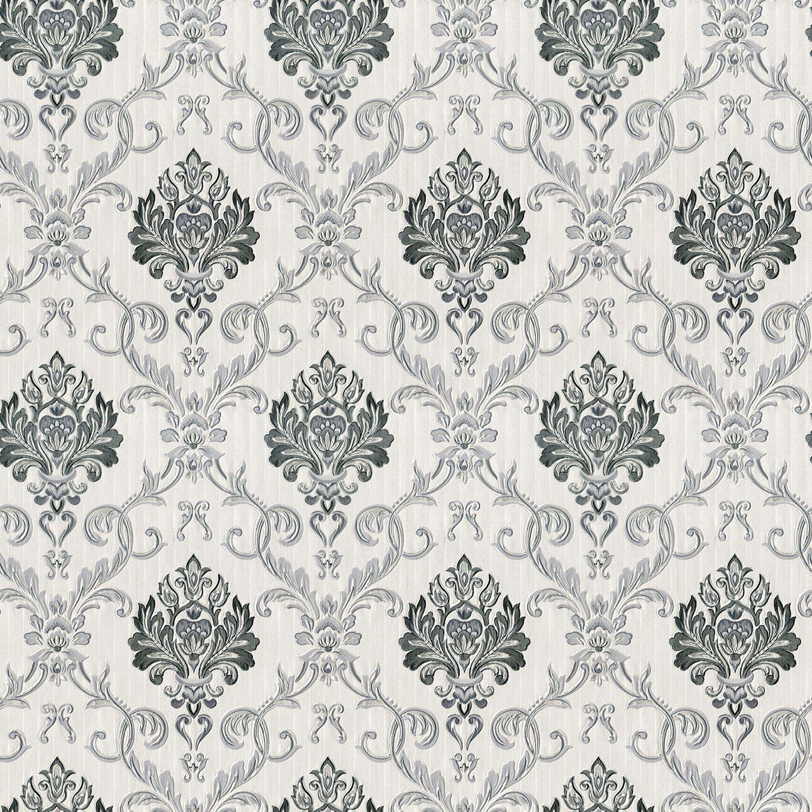 Yöl Grey,Silver Debona Wallpaper 5022 Duplex Damask Grey