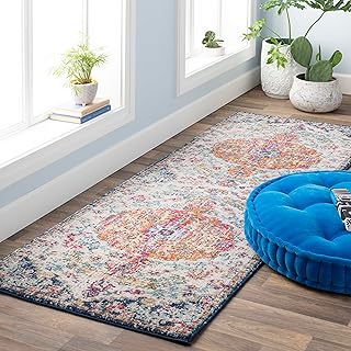 Livabliss Asmara Vintage groß 80x220 cm - Wohnzimmer, Esszimmer, Schlafzimmer, Boho Stil mit Buntem Muster in Blau und Orange