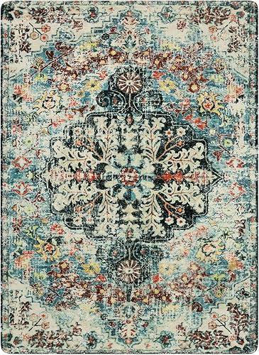 Miniatura 65 de Lahome Alfombra bohemia con medallón floral de 3 x 5 pies, suave, impresa, para baño, cocina, entrada, vestíbulo, vintage, antideslizante, lavable
