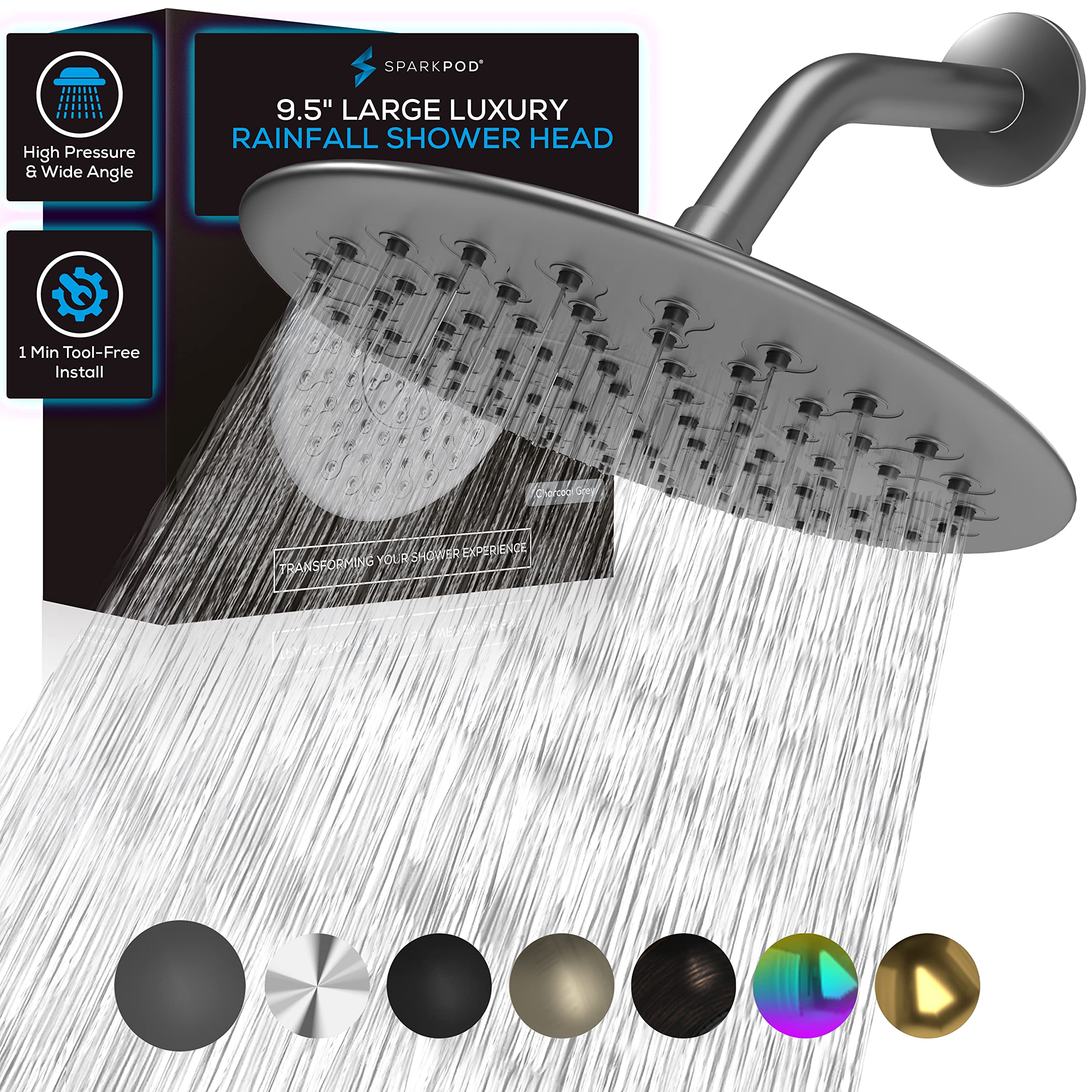 9.5 Inch Large Rain Shower Head Experience Rainfall