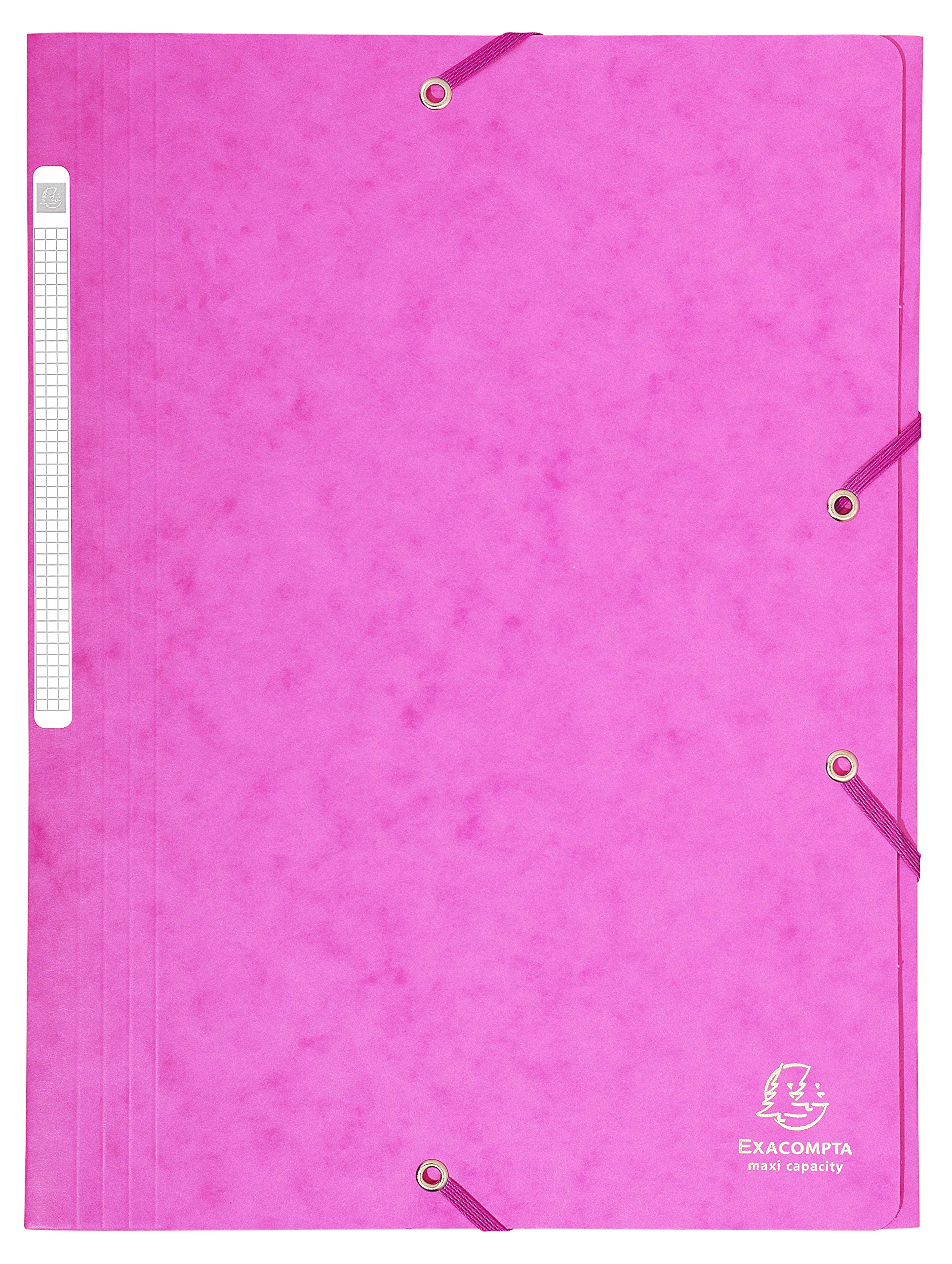 Exacompta - 17108H - Caja de 25 subcarpetas con gomas elásticas - bolsillos con 3 solapas de capacidad Maxi - en cartulina brillo - dimensiones 24 x 32 cm para documentos en formato A4 - color rosa