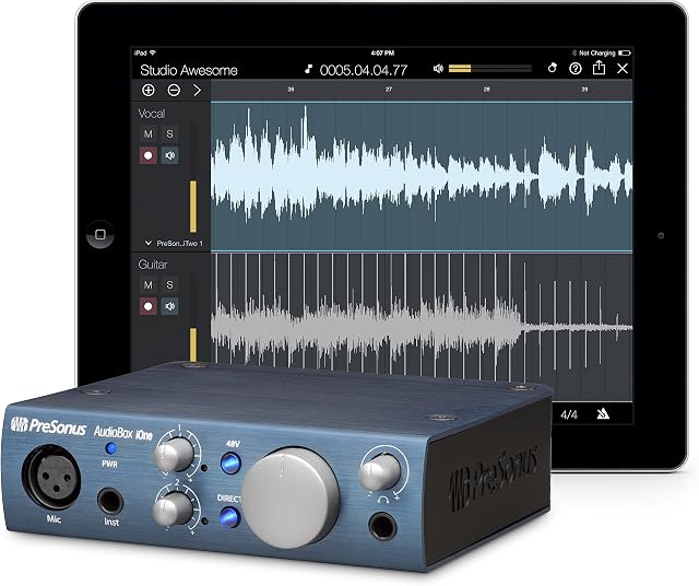 PreSonus AudioBox iOne, 2-In/2-Out, USB and iOS/iPad audio Interface with software bundle including Studio One Artist, Ableton Live Lite DAW and more for recording, streaming and podcasting