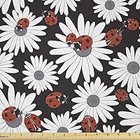 Vista 27 de Ambesonne The Yard, tela marfil de pétalos victorianos medievales barrocos de tonos suaves, patrón de primavera, tela de microfibra para artes