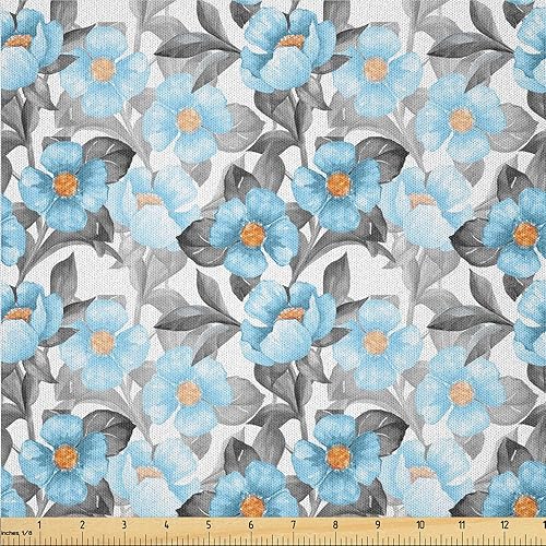 Miniatura 24 de Ambesonne The Yard, tela de plumas de pavo real, diseño retro ondulado de colores ondulados en la parte trasera morada, tela de microfibra para