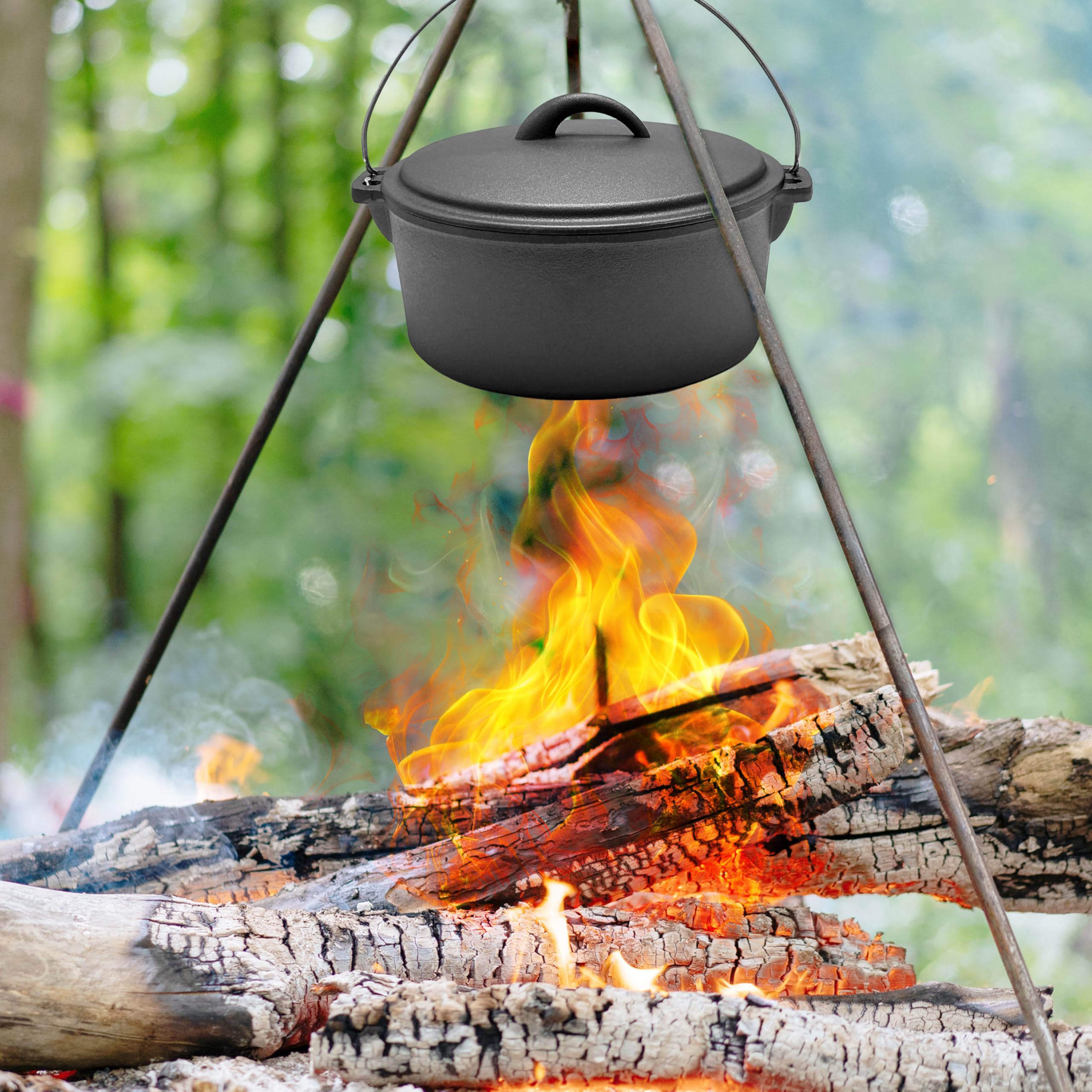 Marmite en fonte avec couvercle - 4l pour feu ouvert