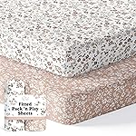Pack and Play Sheets Fitted, Mini Crib Sheets for Graco Pack N Play Playard (38x26), Ultra Soft Organic Cotton Blend, Safe & Snug Playpen Mattress Sheet for Baby Boys & Girls - Fleurette, 2-Pack