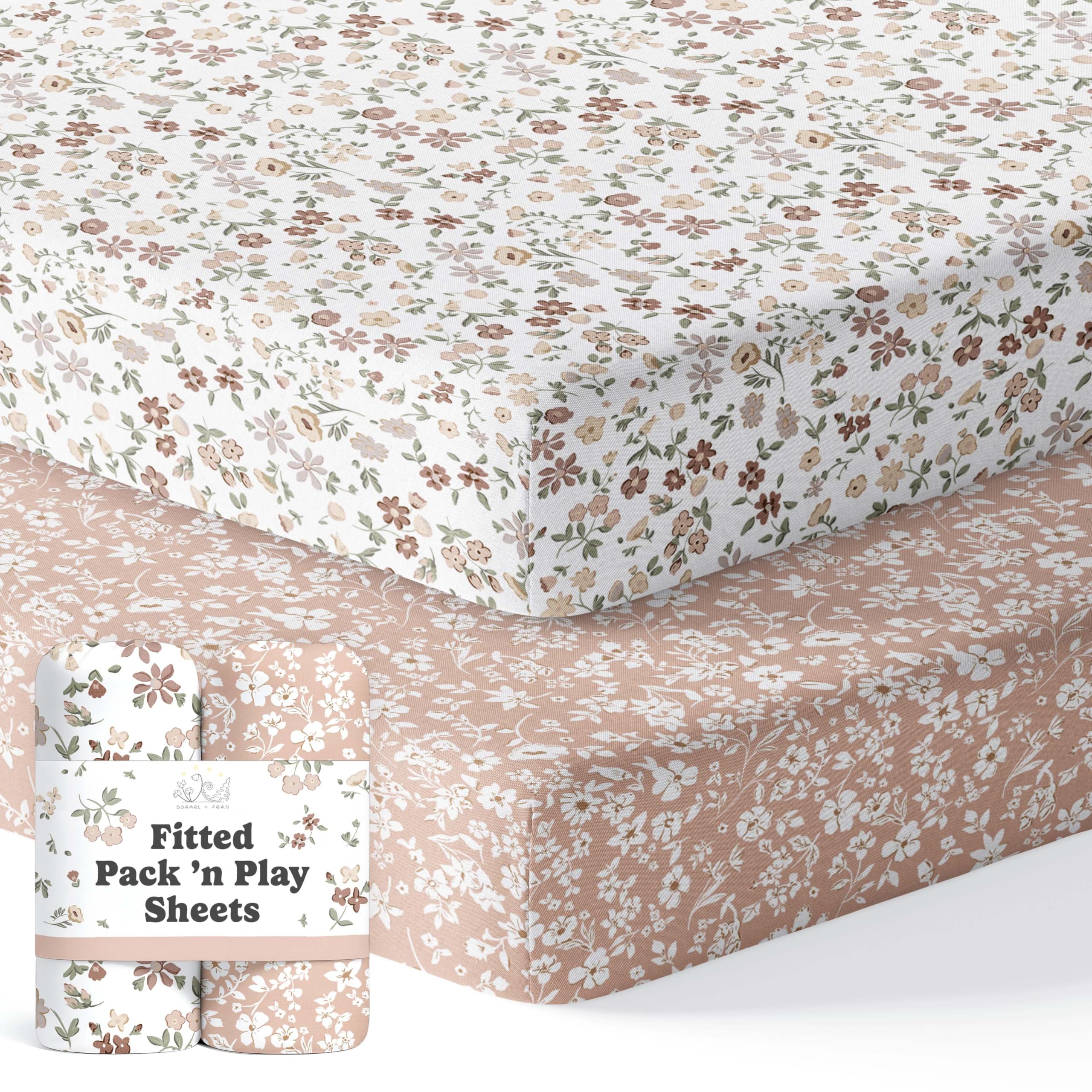 Sorrel + Fern Pack N Play Sheets Fitted for Graco 38x26 (Fleurette)