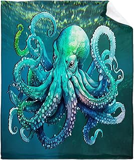 Octopus Blanket Gifts for Woman Man Octopus Decor Octopus Plush Octopus Stuffed Animal Flannel Throw Blankets for Sofa Bed Lightweight and Soft Blankets for Living Room Sofa 40
