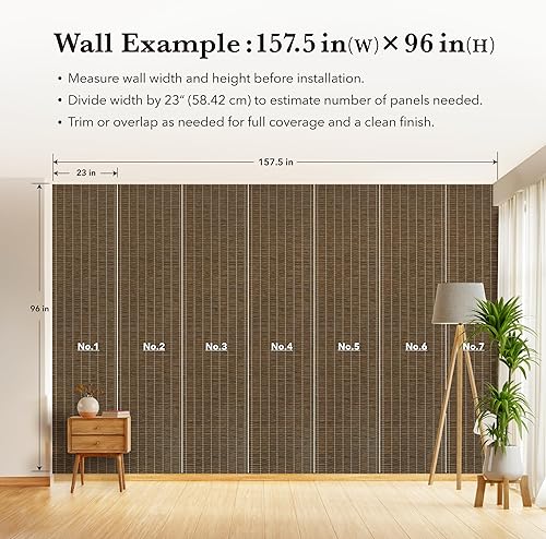Miniatura 8 de GoDear Design Papel tapiz texturizado, papel de pared de tela de pasto, tela decorativa de bambú sintético, 23 pulgadas de ancho x 96 pulgadas de